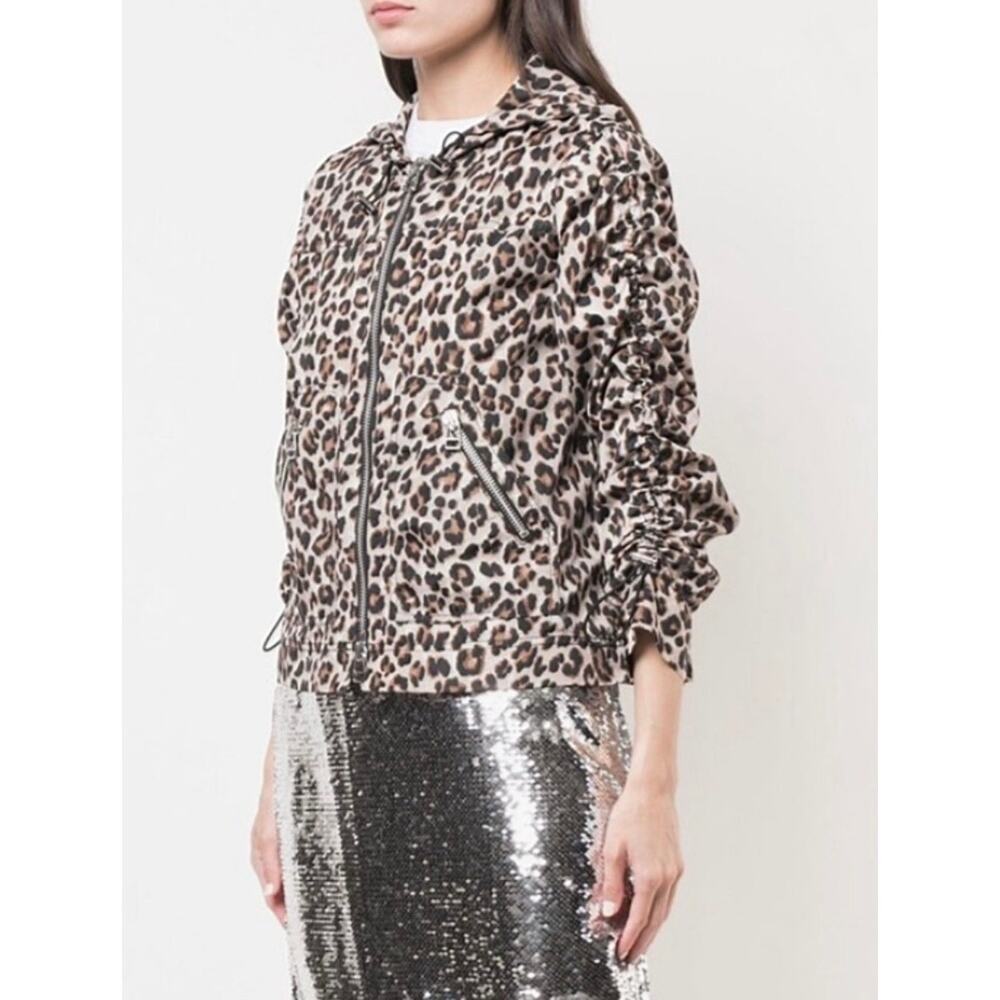 Veronica Beard Sibila Leopard Print Anorak Jacket Brown Multi Size S Hooded - Picture 2 of 15